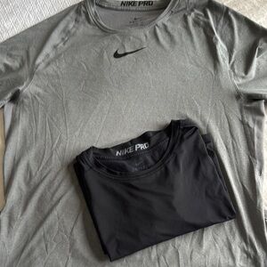 Bundle of 2 Nike Gray and Black dri fit tees